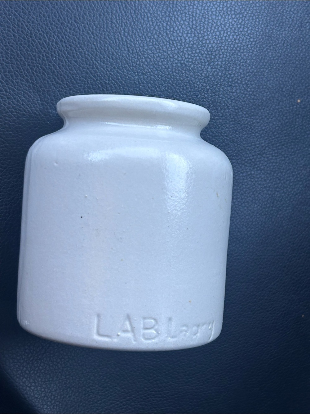LAB-LAGNY Vintage Mustard Stoneware CROCK 4.5" JAR POT Glazed EUC no lid